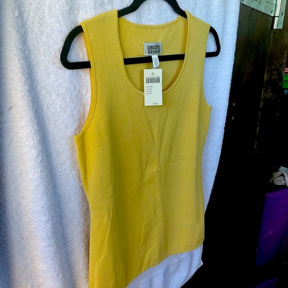 Chico’s Design Apparel Lucie 3 Sleeveless Knit Raffia Yellow; NWT; M/8 - Picture 2 of 10